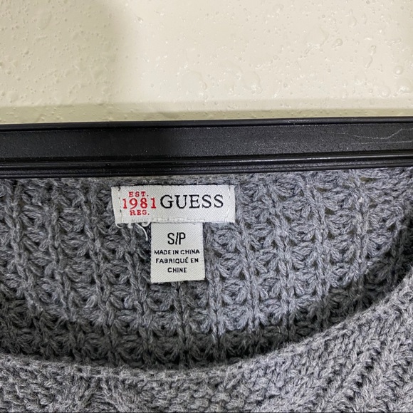 GUESS  Cable Knit  Sweater S/P Gray Long sleeve Scoop neck Sweater Zippe… - Picture 3 of 6